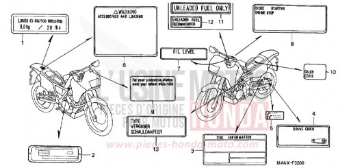 CAUTION LABEL NX650X de 1999